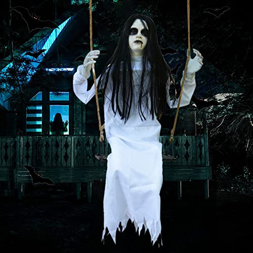 Creepy Swinging Girl Halloween Decor Prop