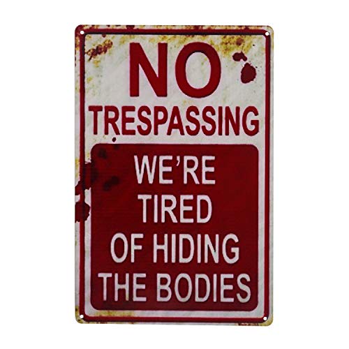 Retro Halloween No Trespassing Metal Tin Sign
