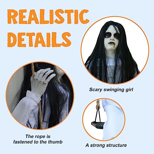 Creepy Swinging Girl Halloween Decor Prop