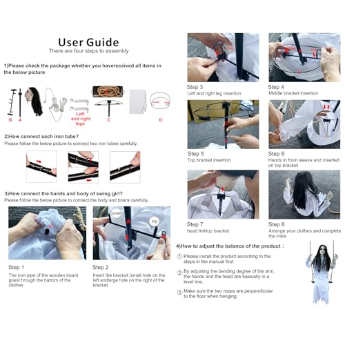 Creepy Swinging Girl Halloween Decor Prop