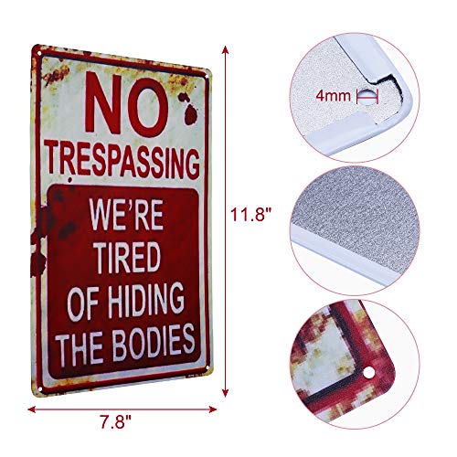 Retro Halloween No Trespassing Metal Tin Sign