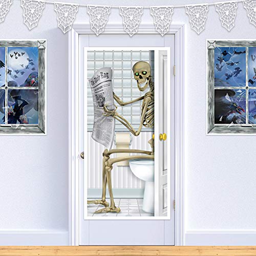 Skeleton Restroom Door Cover for Halloween Decor