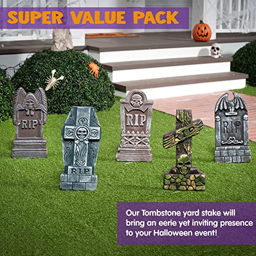 17” Halloween Foam Tombstones with Bonus Stakes