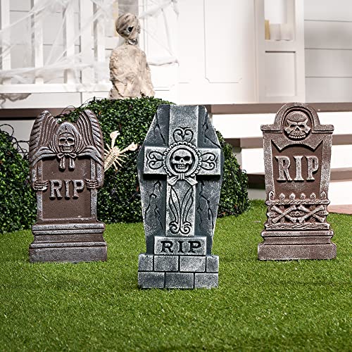 17” Halloween Foam Tombstones with Bonus Stakes