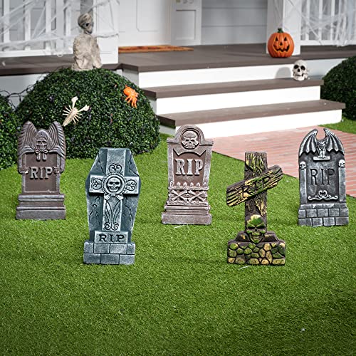 17” Halloween Foam Tombstones with Bonus Stakes