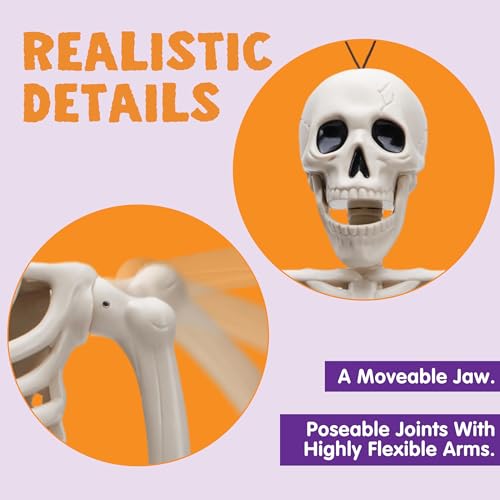5-Pack Posable Halloween Skeletons for Spooky Decor