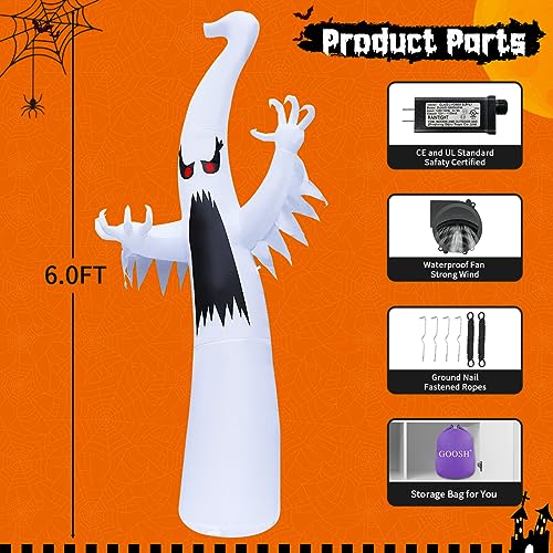 6 FT Inflatable Scary Ghost with LEDs