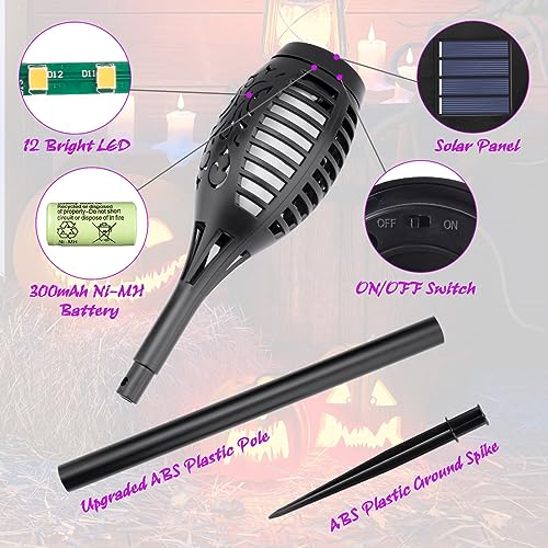 Purple Flame Solar Halloween Torch Lights Outdoor