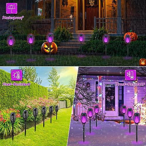 Purple Flame Solar Halloween Torch Lights Outdoor