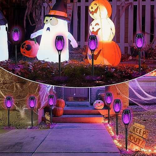 Purple Flame Solar Halloween Torch Lights Outdoor
