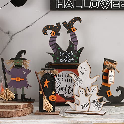 5pcs Halloween Wooden Tabletop Decorations Set