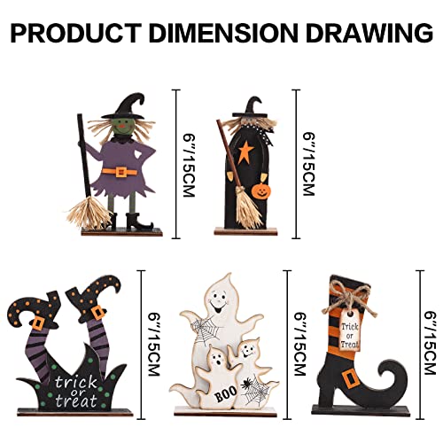 5pcs Halloween Wooden Decor for Tabletop Decor