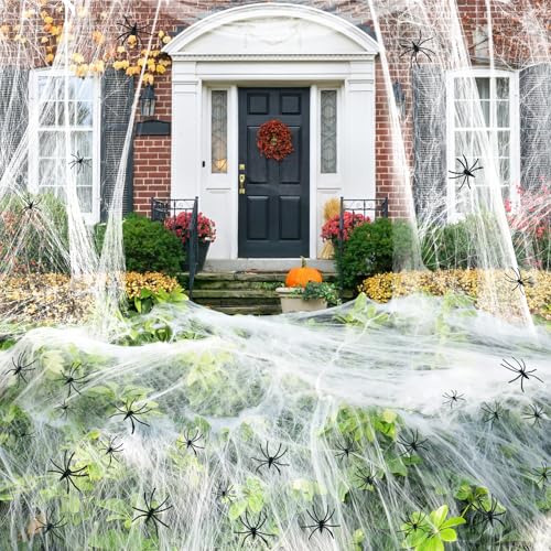 Spider Web Halloween Decorations with 20 Fake Spiders