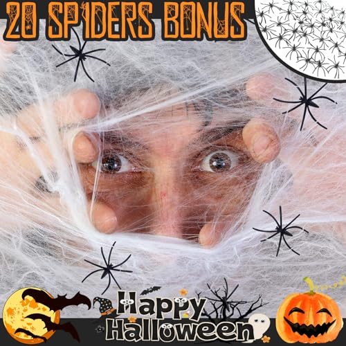 Spider Web Halloween Decorations with 20 Fake Spiders