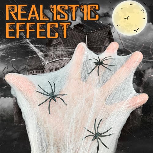 Spider Web Halloween Decorations with 20 Fake Spiders
