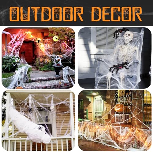 Spider Web Halloween Decorations with 20 Fake Spiders
