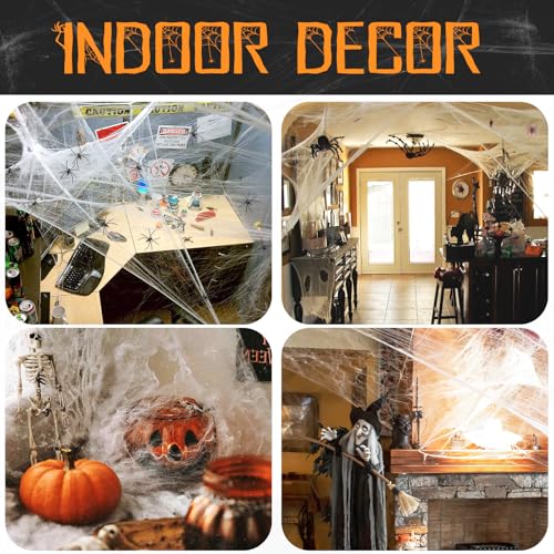 Spider Web Halloween Decorations with 20 Fake Spiders