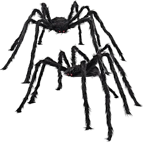 Giant Black Hairy Spider Props for Halloween Yard