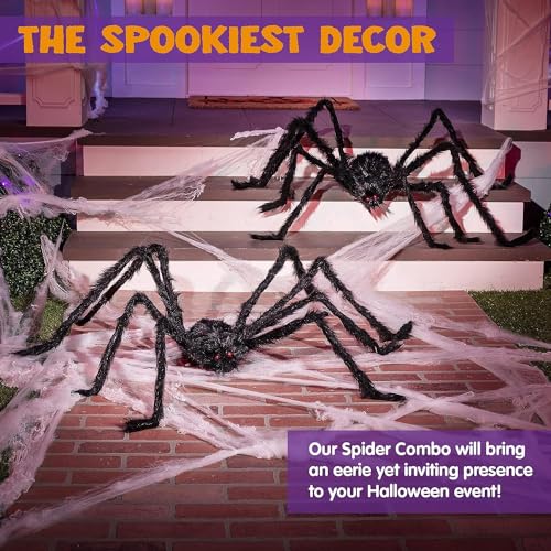 Giant Black Hairy Spider Props for Halloween Yard
