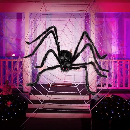 Giant Black Hairy Spider Props for Halloween Yard
