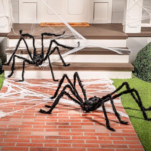 Giant Black Hairy Spider Props for Halloween Yard