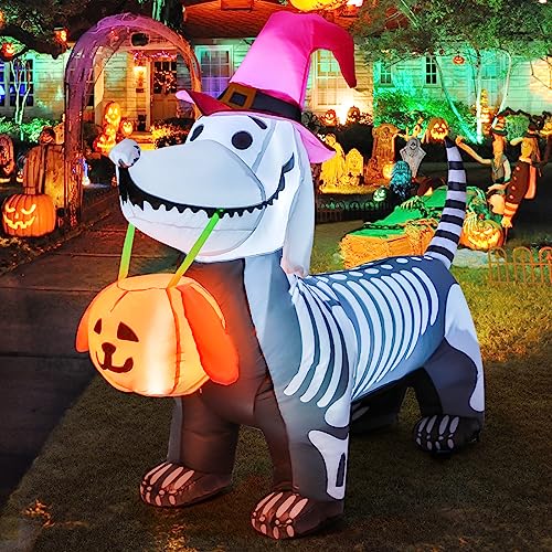 5Ft Skeleton Puppy Halloween Inflatable Decoration