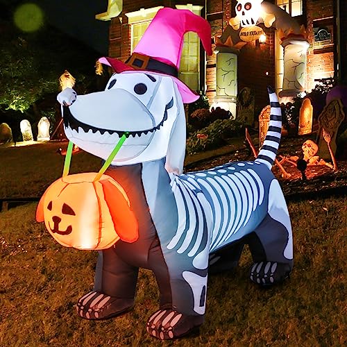 5Ft Skeleton Puppy Halloween Inflatable Decoration