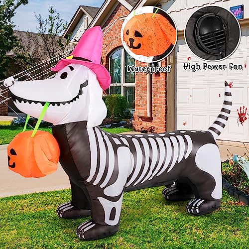5Ft Skeleton Puppy Halloween Inflatable Decoration