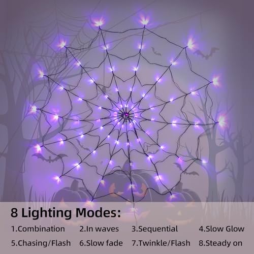 70 LED Spider Web Lights for Halloween Decor