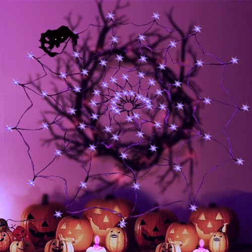 70 LED Spider Web Lights for Halloween Decor