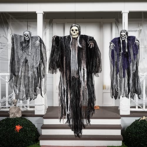 3 Pack Halloween Skeleton Ghosts & Grim Reapers
