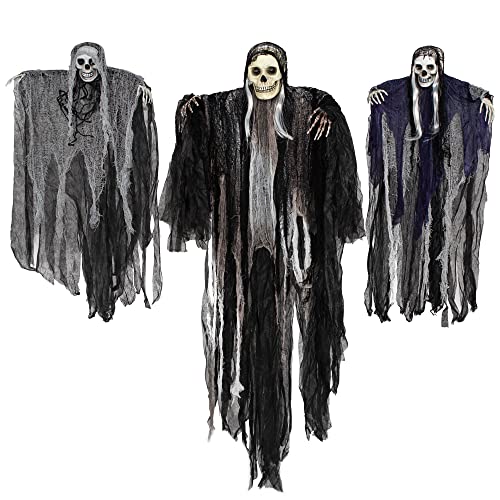 3 Pack Halloween Skeleton Ghosts & Grim Reapers