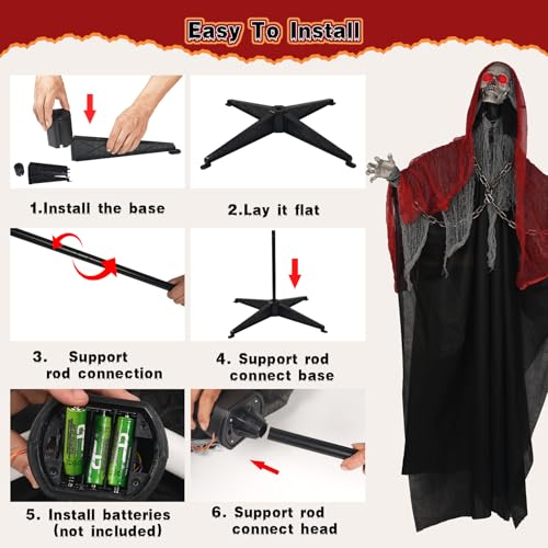 71'' Life-Size Light-Up Halloween Skeleton Decoration