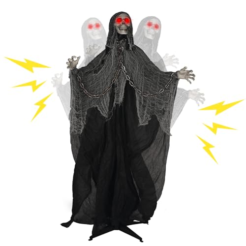 71'' Life-Size Light-Up Halloween Skeleton Decoration