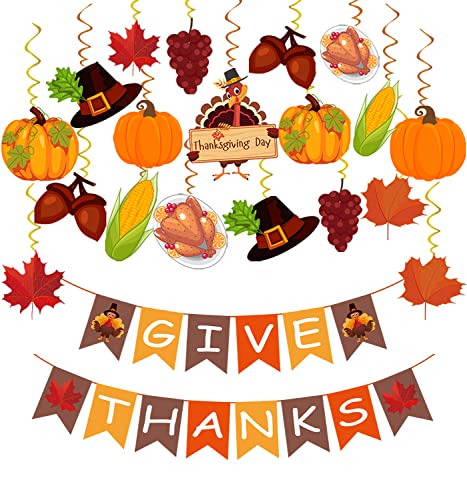 42-Piece Pre-Assembled Thanksgiving GIVE THANKS Banner Set