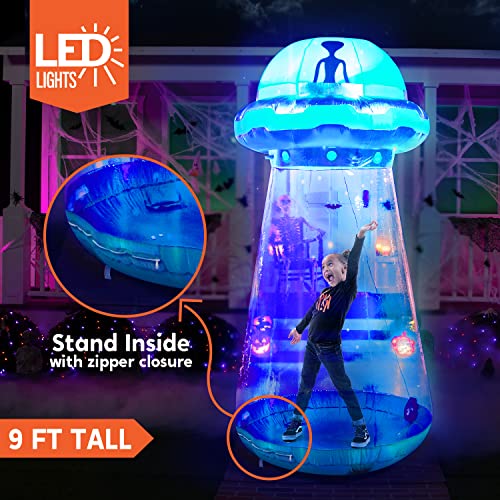 9 FT Inflatable UFO Halloween Decoration with LEDs