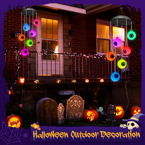 Halloween Solar Eyeball Wind Chimes for Outdoor Decor