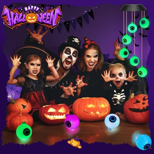 Halloween Solar Eyeball Wind Chimes for Outdoor Decor