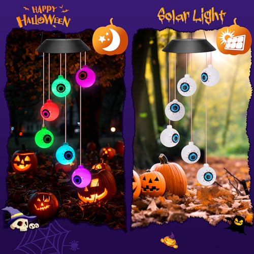 Halloween Solar Eyeball Wind Chimes for Outdoor Decor