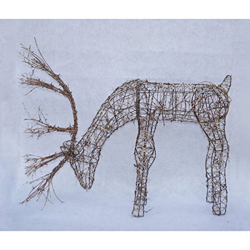 24" Outdoor Rattan Grazing Reindeer with Lights