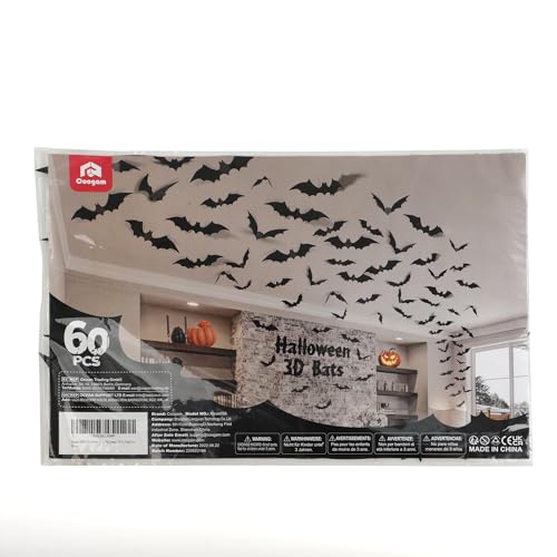 60PCS 3D Halloween Bat Decorations for Home