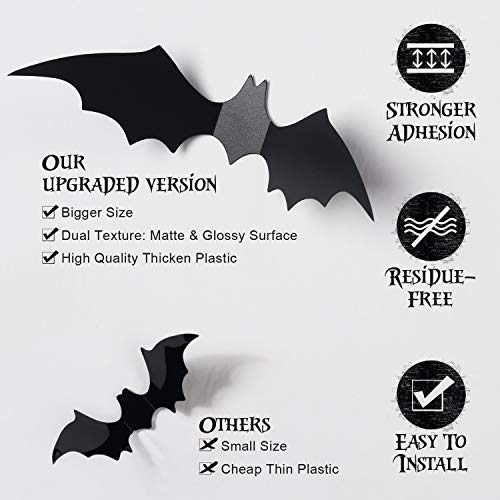 60PCS 3D Halloween Bat Decorations for Home