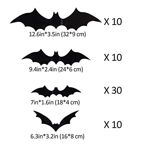 60PCS 3D Halloween Bat Decorations for Home