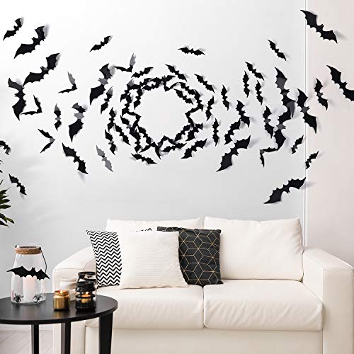 60PCS 3D Halloween Bat Decorations for Home