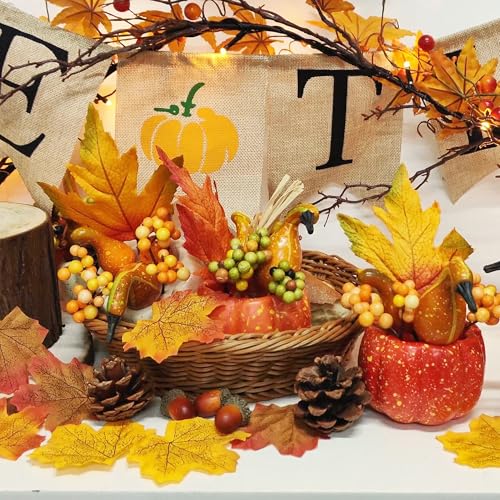 Thanksgiving Harvest Decor Set with Pumpkins and Berries