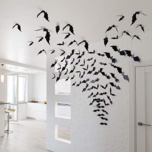 60PCS 3D Halloween Bat Decorations for Home