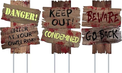 Creepy Outdoor Halloween Yard Signs - 3 Pack