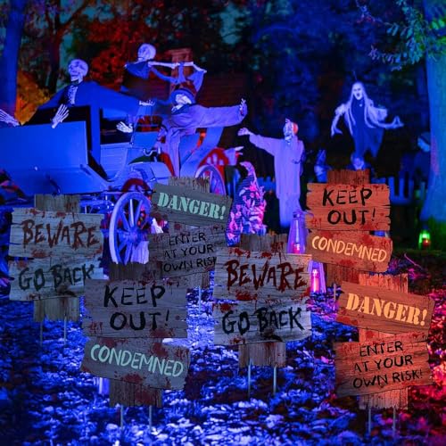 Creepy Outdoor Halloween Yard Signs - 3 Pack