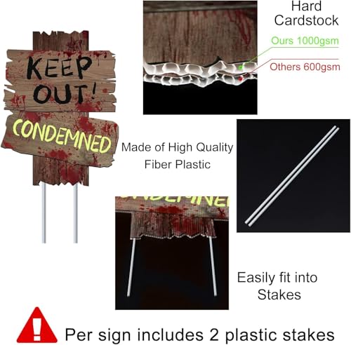 Creepy Outdoor Halloween Yard Signs - 3 Pack