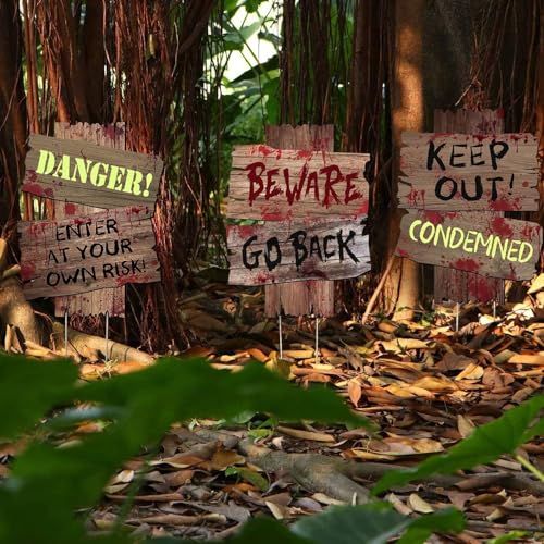 Creepy Outdoor Halloween Yard Signs - 3 Pack